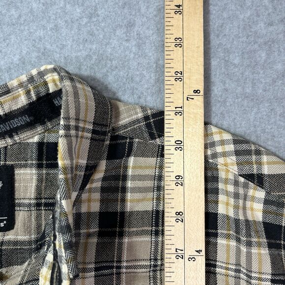 Harley Davidson Men’s XL Brown Plaid Button Up MotorClothes Metal Pocket Tag - Picture 9 of 9